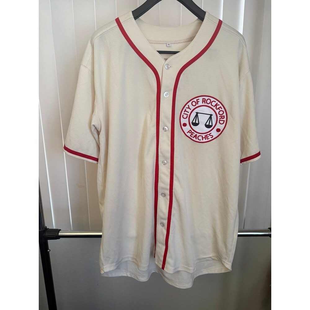 Men’s City of Rockford Peaches #43 Jimmy Dugan Stitched Baseball Jersey Size XL